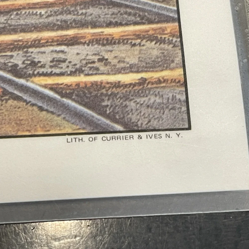 CURRIER & IVES Vintage Laminated Prints Of 1864 Lithograph  Trains Placemats Set